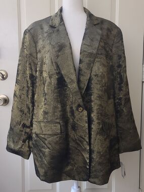 Bar III Olive Green and Black Textured Blazer